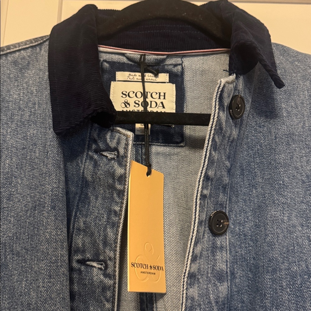 NEW🌟Scotch & Soda Chore Crop Denim Jacket with corduroy at the collar and cuffs - Picture 7 of 8